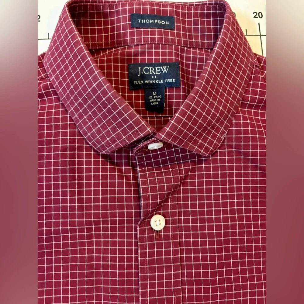 J. Crew Men’s Size Medium (15-15.5) Red Thompson Flex‎ Wrinkle Free Dress Shirt